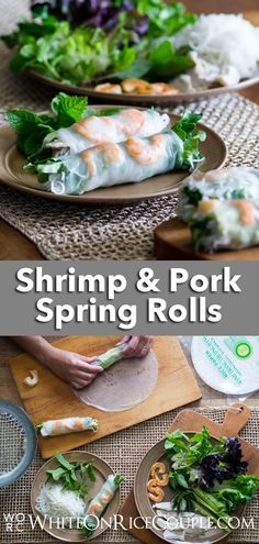 shrimp and pork spring rolls with lettuce