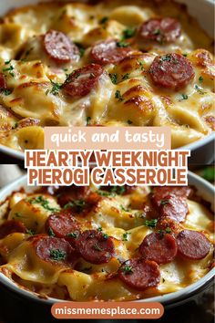 two pans filled with hearty weeknight pizza casserole