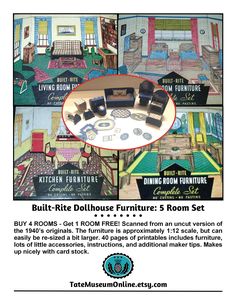 an advertisement for the dollhouse furniture set