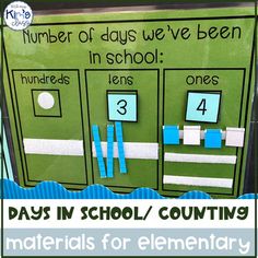 a bulletin board with numbers on it and the words, days in school counting materials for elementary