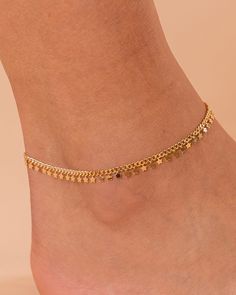 Star Charm Link Flat Gold Anklet Materials 14K yellow or white gold plated Measurements: Length: 9" + 2" extender; 3mm flat star charm Hypoallergenic; nickel, lead, and cadmium free Gold Anklet With Star Charm As Gift, Adjustable Gold Anklet For Festival, Delicate Chain Yellow Gold Anklet, Golden Star Anklet, Gold Metal Anklet With Adjustable Chain, Star Anklet, Gold Anklet, Star Charms, Anklets