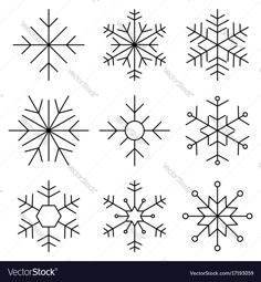 six snowflakes in different styles and sizes