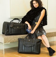 Think CHIC! Our Timeless Quilted VIP Duffel is definitely 'Chanel' inspired. The classic diamond quilting is the epitome of elegance and will bring an element of luxury as a travel companion. The telescoping pull handle and smooth-rolling wheels makes it easy to navigate through bustling airports and streets. The unique compact design allows for use as carry-on luggage when flying, further enhancing your travel experience. Pair with the matching Timeless Quilted VIP Tote (with trolly sleeve) to Black Duffel Bag, Luxe Travel, Jewelry Cases, Classic Chic Style, Travel Duffel Bag, Mesh Bags, Chanel Inspired, Handbag Organization, Pull Handles