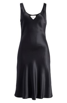 Sumptuous satin brings fluid shine to a deeply cut V-neck dress that slips on easily over your head for an instantly glamorous look. 40 1/2" length (size Medium) Slips on over head Deep V-neck Sleeveless 100% polyester Dry clean Imported Chic Silk Slip Dress For Night, Modal Satin Silk Evening Dress With V-neck, Elegant Black Modal Satin Slip Dress, Elegant Satin V-neck Dress For Night, Elegant V-neck Satin Night Dress, Black Silk Satin V-neck Dress, Sleek Silk Slip Dress For Night, Night V-neck Dress With Satin Finish, Elegant Black Satin Slip Dress