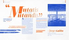 an advertisement for a fountain pen in blue and orange with the words mutatis utantadiss on it