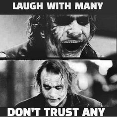 the joker is laughing with many words on it