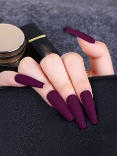 Colorful Nails, Burgundy Nails, Acrylic Nails Coffin Short, Pedicure Nail Art, Orange Nails, Stick On Nails, Fancy Nails, Matte Nails