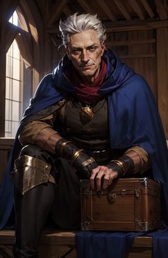 a painting of a man dressed as doctor strange sitting on a bench holding a briefcase