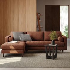 a living room scene with focus on the sofa