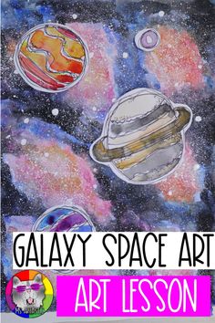 an art lesson for kids to learn how to paint galaxy space