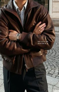 cr to owners. Mens Brown Leather Jacket Outfit, Leather Jacket Brown Outfit, Leather Jacket Outfit Men Aesthetic, Brown Leather Jacket Outfit Men, Brown Leather Jacket Outfits, Aesthetic Leather Jacket, Brown Jacket Outfit, Brown Leather Jacket Outfit, Boys Leather Jacket