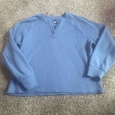 Size Large, Has Three Buttons. Loose Fit Never Worn! Great Condition And Has A Very Soft And Comfy Material. Smoke Free And Ships Out The Next Day! Blue Buttoned Tops For Loungewear, Button Up Long Sleeve, Old Navy Tops, Navy Tops, Old Navy, Loose Fitting, Button Up, Color Blue, Navy Blue