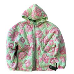 Wild Fable Hooded Quilted Jacket Mint Floral Print Brand New Size Xs Spring Hooded Jacket With Pockets, Spring Hoodie Jacket With Drawstring Hood, Spring Hooded Jacket With Adjustable Hood, Spring Hoodie With Drawstring Hood, Spring Cotton Hooded Jacket For Cold Weather, Spring Hoodie With Fleece Lining, Cotton Hooded Jacket For Cold Spring Weather, Spring Hooded Hoodie For Outdoor, Spring Outdoor Hooded Jacket With Fleece Lining