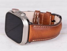 Genuine Leather Burnished Tan Band for Apple Watch Apple Watch Series 1, Brown Leather Strap, Apple Watch Series, Apple Watch Band, Apple Watch Bands, Watch Band, Full Grain Leather, Tan Leather, Apple Watch