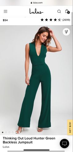 Green Sleeveless Jumpsuits And Rompers For Evening, Green Sleeveless Jumpsuits For Evening, Elegant Sleeveless Green Jumpsuit, Thinking Out Loud, Backless Jumpsuit, Knit Jumpsuit, Hunter Green, Out Loud, Jumpsuit