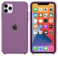 an iphone case is shown with the front and back sides facing each other in pink