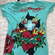 Ed Hardy Christian Audigier Dress Top, Small New With Tags. Ed Hardy Top Outfit, Ed Hardy T Shirt, Ed Hardy Top, Ed Hardy Long Sleeve, Ed Hardy Christian Audigier, Christian Audigier, Ed Hardy, Top Dress, Street Style