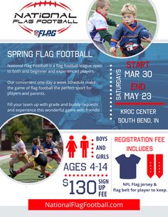 a flyer for the national flag football tournament