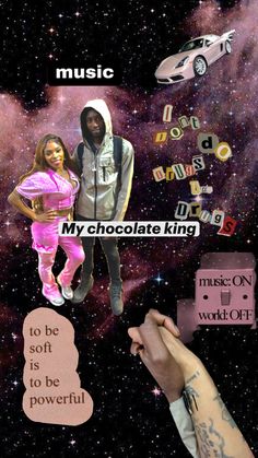 a collage of photos with the words my chocolate king and two people holding hands