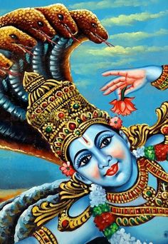 an image of hindu god with snakes on his head and hands in front of him