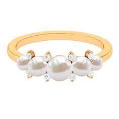 Product Details Celebrate the years of togetherness with this exquisite Freshwater Pearl Ring, a testament to your enduring love and shared milestones. Adorned with lustrous Freshwater Pearls and the sparkle of Diamonds in a Five Stone Ring design, this Pearl Anniversary Ring is a stunning piece of jewelry crafted especially for your beloved better half. Let it serve as a symbol of your loves enduring beauty, just as pearls grow more lustrous with time, mirroring the richness of your relationshi Stone Ring Design, Pearl Anniversary, Freshwater Pearl Ring, Ring With Diamond, Better Half, Anniversary Bands, June Birth Stone, Anniversary Ring, Pearl Ring