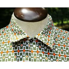 "Vtg 90s Permafitt Green Geometric Pattern Long Sleeve Button Down Shirt Mens 41L Green geometric pattern shirt Button down White and orange decorations pattern Collared Long sleeve Men's Size 41L Approx Measurements: Armpit to pit: 22\" (56 cm) Sleeve length: 22\" (56 cm) Total length: 30.5\" (77.5 cm)" Patterned Retro Print Button-up Shirt, Green Printed Button-up Shirt, Orange Decorations, Retro Button-up Shirt With Multicolor Print, Green Plaid Shirt, Cotton Button-up Shirt With Geometric Pattern, Blue Button-up Shirt With Geometric Pattern, Pattern Shirt, Orange Decor