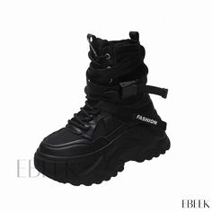 Ebeek - Stylish High-Top Street Dance Sneakers with Thick Soles and Lace-Up Fastening Clothes Hello Kitty, Goth Wedding Dresses, Dance Sneakers, Goth Wedding, So Fetch, Shoe Sole, Street Dance, Leather High Heels, Martin Boots