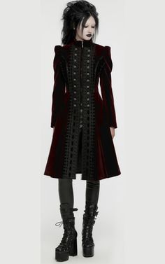 Gothic Rock Fashion, Gothic Blouse, Edgy Woman, Punk Women, Red Retro