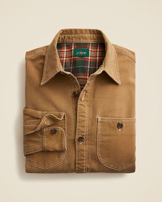 Flannel-lined duck canvas shirt-jacket Mens Flannel Jacket, Suit Guide, Classic Clothes, Vintage Mens Fashion, Flannel Jacket, Mens Flannel, Duck Canvas, Picture Outfits, Thanksgiving Outfit