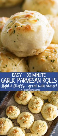 garlic and parmesan rolls with text overlay