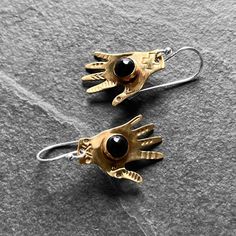 Hand Earrings, Etsy Earrings Dangle, Black Onyx, Hand Tattoos, Hand Stamped, Onyx, Dangle Drop Earrings, Dangle Earrings, Stamp