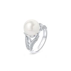 A lustrous pearl is the centre of this gorgeous piece,surrounded by sparkling stones on either side.Exquisite in sterling silver,our personalized ring is the perfect way to express yourself.A beautiful keepsake you'll treasure forever.Weight: 2.84 gHeight: 11.4 mmMaterial: Plating Color: Silver White Gold Pearl Ring With Diamond Accents For Promise, Luxury Pearl Ring With Diamond Accents For Promise, White Pearl Ring With Prong Setting For Anniversary, Anniversary Pearl Ring With Prong Setting And Cubic Zirconia, Classic Pearl Promise Ring, Diamond White Pearl Ring With Diamond Accents For Promise, Elegant Diamond Pearl Ring For Promise, Brilliant Cut Cubic Zirconia Pearl Ring For Anniversary, White Gold Pearl Ring With Cubic Zirconia Center Stone