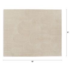 a beige rug with wavy lines on the bottom and sides, in front of a white background