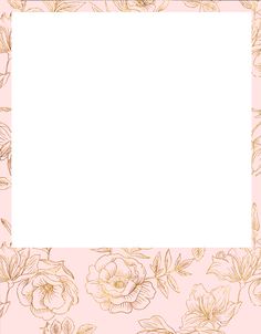 a pink and gold floral frame with white paper for text or image on the bottom