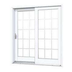 an open sliding glass door on a white background