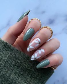 Nails One Color, Nails Design Short, Almond Acrylic Nails Designs, Nails Basic, Nails Acrylic Square, Nails Designs Short, Green Acrylic Nails, Pride Nails