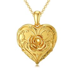 PRICES MAY VARY. [TOP MATERIAL]: This flower rose locket pendant is made of 18k gold plated silver. The cost-effective locket to buy, comes with a 18+2'' dainty 1.5mm thick gold plated silver chain. Good quality and hypoallergenic allows for comfortable wear, especially for those with sensitive skin. If you need real gold material locket, please choose the below "customize version" . [Romantic Rose Heart-Shaped Locket]: Flowers are signs of love to humanity.It’s a symbolism of enthusiasm, love, Rose Locket, Rose Gold Locket, Signs Of Love, Heart Shaped Locket, 10k Gold Chain, Silver Locket Necklace, Picture Locket, Photo Locket Necklace, Heart Locket Necklace