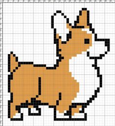 a cross stitch pattern with a small dog in the center, on a white background