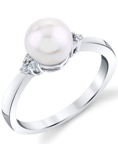 A beautiful and classic cultured freshwater pearl ring is beautifully accented by shimmery shoulder diamonds. Jewelry 2023, Macys Jewelry, Freshwater Pearl Ring, Pearl Rings, Diamond Jewelry Designs, White Gold Jewelry, Tahitian Pearls, Freshwater Cultured Pearls, Pearl Diamond