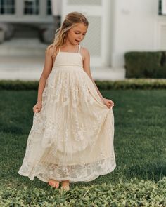 A special dress that's sure to be one of her favorites, the Madeline Lace Dress combines a stunning fabric in a beautiful silhouette. The straps can be tied at the neck or through the hidden loops in the back to cross.   Lace catches light and provides texture and details in photos that are beautiful. The soft liner ke Young Bridesmaid Dresses, Toddler Wedding Dress, Flower Girl And Ring Bearer, Spring Bridesmaid Dresses, Young Wedding, Rustic Dresses, Flower Girls Dresses, Boat Pics, Desert Colors