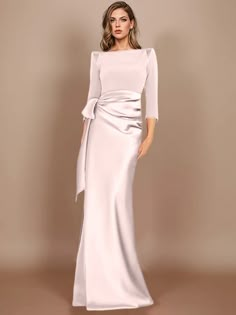 Sheath/Column Scoop Floor-Length Mother of the Bride Dresses - Mondressy Mother Of Bride Dresses With Sleeves, Long Sleeve Mother Of The Bride Dresses, Modest Mother Of The Bride Dresses, Mother Of The Bride Dresses With Sleeves, Mother Of The Groom Dresses Long, Mother Of The Bride Outfits Classy, Mother Of The Bride Gown Classy, Young Mother Of The Bride Dresses, Mob Dresses Mother Of Bride