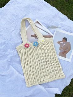 BagForLove - Chic Hollow Knit Tote: Sleek Spring Crochet Knitted Tote Bag, Cream Crochet Bag For Spring, Casual Cream Crochet Bag For Spring, Trendy Spring Crochet Bag, Cute Spring Beach Crochet Bag, Cream Knitted Summer Bag, Casual Crochet Knit Bag, Cream Knitted Bag For Summer, Beach Crochet Knit Bag