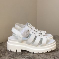 Nwt Comes With Box! Size Us 10 Which Is A Eu 41 Pretty Comfy Shoes! Chunky Shoe Style! White Faux Leather Used Base Is Platform Sandal That Is White And Firm Yet Comfy! Came Brand New With All Tags, I Had To Remove One Of The Buckle Tags So I Could Show It! Sorry!! Has 3 Buckle Options By A Brand Called Call It Spring More Like Call It Summer!!! Amazing For The Beach And Cute Summer Fits! Summer Sandals With Lug Sole And Block Heel, Chic Summer Sandals With Lug Sole, White Chunky Platform Open Toe Sandals, Casual White Sandals With Chunky Platform, White Open Toe Chunky Platform Sandals, Spring Open Toe Heels With Lug Sole, Chic White Chunky Platform Sandals, Open Toe Heels With Lug Sole For Spring, Modern White Chunky Platform Sandals