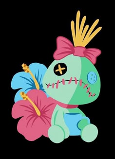 a cartoon character with a flower in her hand