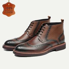 Category:Boots; Upper Materials:Leather,Italian Full-Grain Cowhide; Lining Materials:Cowhide; Gender:Men's; Toe Shape:Round Toe; Outsole Materials:Rubber; Closure Type:Lace-up; Function:Comfortable,Slip Resistant; Brand:TS; Listing Date:07/12/2024 Brogue Boots, Men’s Boots, Leather Brogues, Dress Boots, Lace Up Ankle Boots, Dress With Boots, Shoes Online, Boots Men, Leather Boots