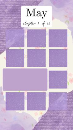 a purple paper with flowers on it and the words may written in white letters,