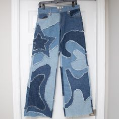 Reposhing This Item I Purchased From @Etonmess. Loved It, But Ready To Rotate For Something New. Questions? Leave A Comment Below! Custom Jeans Diy, Reworked Clothes, Funky Pants, Jeans Free People, Custom Jeans, Thrifted Outfits, Free Jeans, Upcycle Jeans, Denim Diy