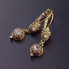 cart Gold Earrings Vintage, Vintage Earrings Gold, Romance Jewelry, Upcycled Vintage Jewelry, Small Dangle Earrings, Victorian Earrings, Earrings Beach