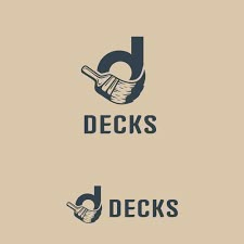 the logo for deck's is shown in two different colors and font, one with a