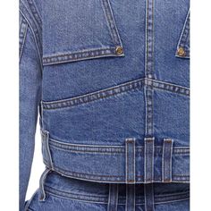 Cropped denim jacketBalmain switches things up with this jeans-style denim jacket. Designed to look like a repurposed pair of denim jeans, this cropped jacket has been detailed with an upside-down five-pocket design and and multiple belt loops.Blue cotton-denimClassic collarLong sleevesButtoned cuffsFront button fasteningBelt loopsClassic five pocketsCroppedComposition: Cotton 100%Lining: Polyester 65%, Cotton 35%Hand WashMade in Italy Denim Cropped Jacket With Pockets, Denim Blue Cropped Jacket With Pockets, Cropped Denim Blue Jacket With Pockets, Dark Wash Cropped Denim Jacket, Cropped Utility Denim Jacket With Pockets, Gucci Dress, Cropped Denim Jacket, Cropped Jacket, Cropped Denim